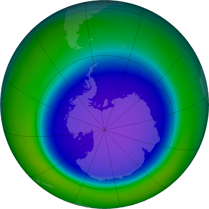 Antarctic ozone map for October 2015